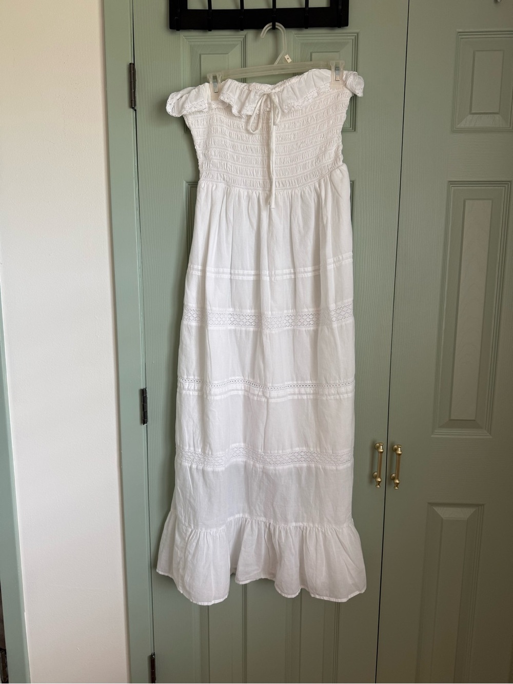 Universal Thread White Smocked Maxi Dress with Ruffle Hem